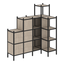 Loft Угловой внутренний стеллаж наборный VR.L-48 Тиквуд тёмный/Белый металл 1694×862×1869 Loft Угловой внутренний стеллаж наборный VR.L-48 Тиквуд тёмный/Белый металл 1694×862×1869