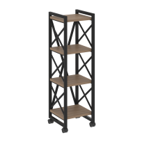 Loft Стеллаж на колесных опорах-4 полки VR.L-MST.K-4.4 Тиквуд тёмный/Чёрный металл 400×400×1334 Loft Стеллаж на колесных опорах-4 полки VR.L-MST.K-4.4 Тиквуд тёмный/Чёрный металл 400×400×1334