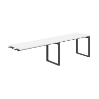Стол-бенч комбо s-b-s с вырезом Allegro / 2400×700×750 / Профиль О-образный: 70×20 Антрацит; / Столешница: Белый / AG.194.WH.V.72.AN