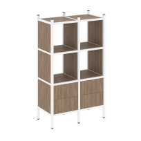 Loft Прямой стеллаж наборный VR.L-03 Тиквуд тёмный/Белый металл 862×446×1458