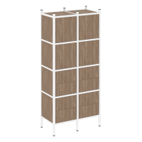 Loft Прямой стеллаж наборный VR.L-04 Тиквуд тёмный/Белый металл 862×446×1869