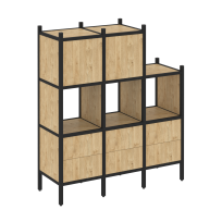 Loft Прямой стеллаж наборный VR.L-15 Тиквуд тёмный/Белый металл 1278×446×1458 Loft Прямой стеллаж наборный VR.L-15 Тиквуд тёмный/Белый металл 1278×446×1458