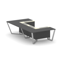 Стол для переговоров П-образный Steel Meet KM-PR.B.SP-07P / Тиквуд Светлый – Графит Глянец – Металл Серый / 1600×3200×750 Стол для переговоров П-образный Steel Meet KM-PR.B.SP-07P / Тиквуд Светлый – Графит Глянец – Металл Серый / 1600×3200×750