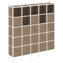 Loft Прямой стеллаж наборный VR.L-10 Тиквуд тёмный/Белый металл 2110×446×2280 Loft Прямой стеллаж наборный VR.L-10 Тиквуд тёмный/Белый металл 2110×446×2280