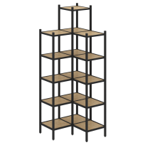 Loft Угловой внутренний стеллаж наборный VR.L-46 Тиквуд тёмный/Белый металл 862×862×2280 Loft Угловой внутренний стеллаж наборный VR.L-46 Тиквуд тёмный/Белый металл 862×862×2280