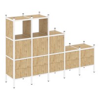 Loft Прямой стеллаж наборный VR.L-19 Тиквуд тёмный/Белый металл 2110×446×1458 Loft Прямой стеллаж наборный VR.L-19 Тиквуд тёмный/Белый металл 2110×446×1458