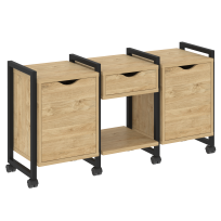 Loft Тумба на колесных опорах наборная. Вариант №7 VR.L-TN-7.K Тиквуд светлый/Капучино металл 1440×460×767 Loft Тумба на колесных опорах наборная. Вариант №7 VR.L-TN-7.K Тиквуд светлый/Капучино металл 1440×460×767