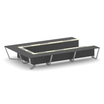 Стол для переговоров П-образный Steel Meet KM-PR.B.SP-15P / Тиквуд Светлый – Графит Глянец – Металл Серый / 4800×3200×750 Стол для переговоров П-образный Steel Meet KM-PR.B.SP-15P / Тиквуд Светлый – Графит Глянец – Металл Серый / 4800×3200×750