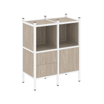 Loft Прямой стеллаж наборный VR.L-02 Тиквуд тёмный/Белый металл 862×446×1047