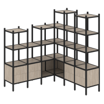 Loft Угловой внутренний стеллаж наборный VR.L-41 Тиквуд тёмный/Белый металл 1694×1694×1869 Loft Угловой внутренний стеллаж наборный VR.L-41 Тиквуд тёмный/Белый металл 1694×1694×1869