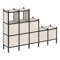 Loft Прямой стеллаж наборный VR.L-19 Тиквуд тёмный/Белый металл 2110×446×1458 Loft Прямой стеллаж наборный VR.L-19 Тиквуд тёмный/Белый металл 2110×446×1458