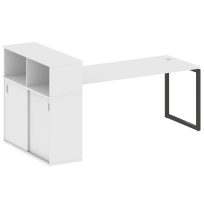 Metal System Стол письменный с шкафом-купе на О-образном м/к БО.РС-СШК-3.5 Т Акация/Антрацит металл 2210*1120*1098
