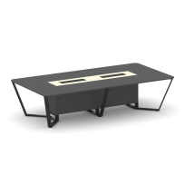 Стол для переговоров прямоугольный Steel Meet KM-PR.B.SP-12 / Тиквуд Светлый – Графит Глянец – Металл Черный / 3200×1600×750 Стол для переговоров прямоугольный Steel Meet KM-PR.B.SP-12 / Тиквуд Светлый – Графит Глянец – Металл Черный / 3200×1600×750