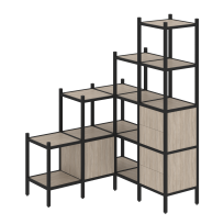 Loft Угловой внутренний стеллаж наборный VR.L-40 Тиквуд тёмный/Белый металл 1278×1278×1869 Loft Угловой внутренний стеллаж наборный VR.L-40 Тиквуд тёмный/Белый металл 1278×1278×1869