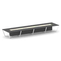 Стол для переговоров прямоугольный Steel Meet KM-PR.B.SP-20 / Тиквуд Светлый – Графит Глянец – Металл Белый / 6400×1600×750 Стол для переговоров прямоугольный Steel Meet KM-PR.B.SP-20 / Тиквуд Светлый – Графит Глянец – Металл Белый / 6400×1600×750