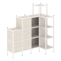 Loft Угловой внутренний стеллаж наборный VR.L-48 Тиквуд тёмный/Белый металл 1694×862×1869 Loft Угловой внутренний стеллаж наборный VR.L-48 Тиквуд тёмный/Белый металл 1694×862×1869