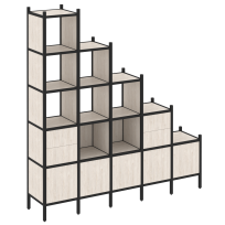 Loft Прямой стеллаж наборный VR.L-23 Тиквуд тёмный/Белый металл 2110×446×2280 Loft Прямой стеллаж наборный VR.L-23 Тиквуд тёмный/Белый металл 2110×446×2280