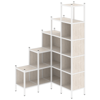 Loft Угловой внутренний стеллаж наборный VR.L-49 Тиквуд тёмный/Белый металл 1278×1278×2280 Loft Угловой внутренний стеллаж наборный VR.L-49 Тиквуд тёмный/Белый металл 1278×1278×2280