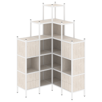 Loft Угловой внутренний стеллаж наборный VR.L-45 Тиквуд тёмный/Белый металл 1278×1278×2280 Loft Угловой внутренний стеллаж наборный VR.L-45 Тиквуд тёмный/Белый металл 1278×1278×2280