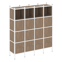 Loft Прямой стеллаж наборный VR.L-09 Тиквуд тёмный/Белый металл 1694×446×1869 Loft Прямой стеллаж наборный VR.L-09 Тиквуд тёмный/Белый металл 1694×446×1869