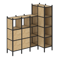 Loft Угловой внутренний стеллаж наборный VR.L-47 Тиквуд тёмный/Белый металл 1694×862×1869 Loft Угловой внутренний стеллаж наборный VR.L-47 Тиквуд тёмный/Белый металл 1694×862×1869
