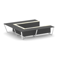 Стол для переговоров П-образный Steel Meet KM-PR.B.SP-11P / Тиквуд Светлый – Графит Глянец – Металл Белый / 3200×3200×750 Стол для переговоров П-образный Steel Meet KM-PR.B.SP-11P / Тиквуд Светлый – Графит Глянец – Металл Белый / 3200×3200×750