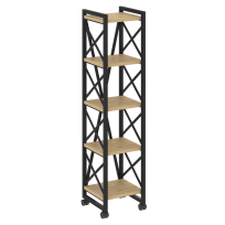 Loft Стеллаж на колесных опорах-5 полок VR.L-MST.K-5.4 Тиквуд тёмный/Чёрный металл 400×400×1704 Loft Стеллаж на колесных опорах-5 полок VR.L-MST.K-5.4 Тиквуд тёмный/Чёрный металл 400×400×1704