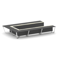 Стол для переговоров П-образный Steel Meet MM-PR.B.SP-15P / Тиквуд Светлый – Графит Глянец – Нержавеющая Сталь – Хром / 4800×3200×750 Стол для переговоров П-образный Steel Meet MM-PR.B.SP-15P / Тиквуд Светлый – Графит Глянец – Нержавеющая Сталь – Хром / 4800×3200×750