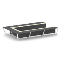 Стол для переговоров П-образный Steel Meet KM-PR.B.SP-15P / Тиквуд Светлый – Графит Глянец – Металл Белый / 4800×3200×750 Стол для переговоров П-образный Steel Meet KM-PR.B.SP-15P / Тиквуд Светлый – Графит Глянец – Металл Белый / 4800×3200×750