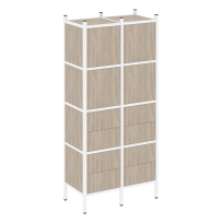 Loft Прямой стеллаж наборный VR.L-04 Тиквуд тёмный/Белый металл 862×446×1869
