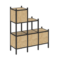 Loft Прямой стеллаж наборный VR.L-12 Тиквуд тёмный/Белый металл 1278×446×1458 Loft Прямой стеллаж наборный VR.L-12 Тиквуд тёмный/Белый металл 1278×446×1458