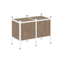 Loft Прямой стеллаж наборный VR.L-01 Тиквуд тёмный/Белый металл 862×446×636