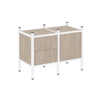 Loft Прямой стеллаж наборный VR.L-01 Тиквуд тёмный/Белый металл 862×446×636