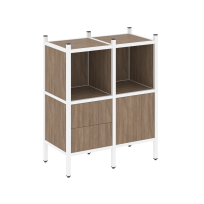 Loft Прямой стеллаж наборный VR.L-02 Тиквуд тёмный/Белый металл 862×446×1047